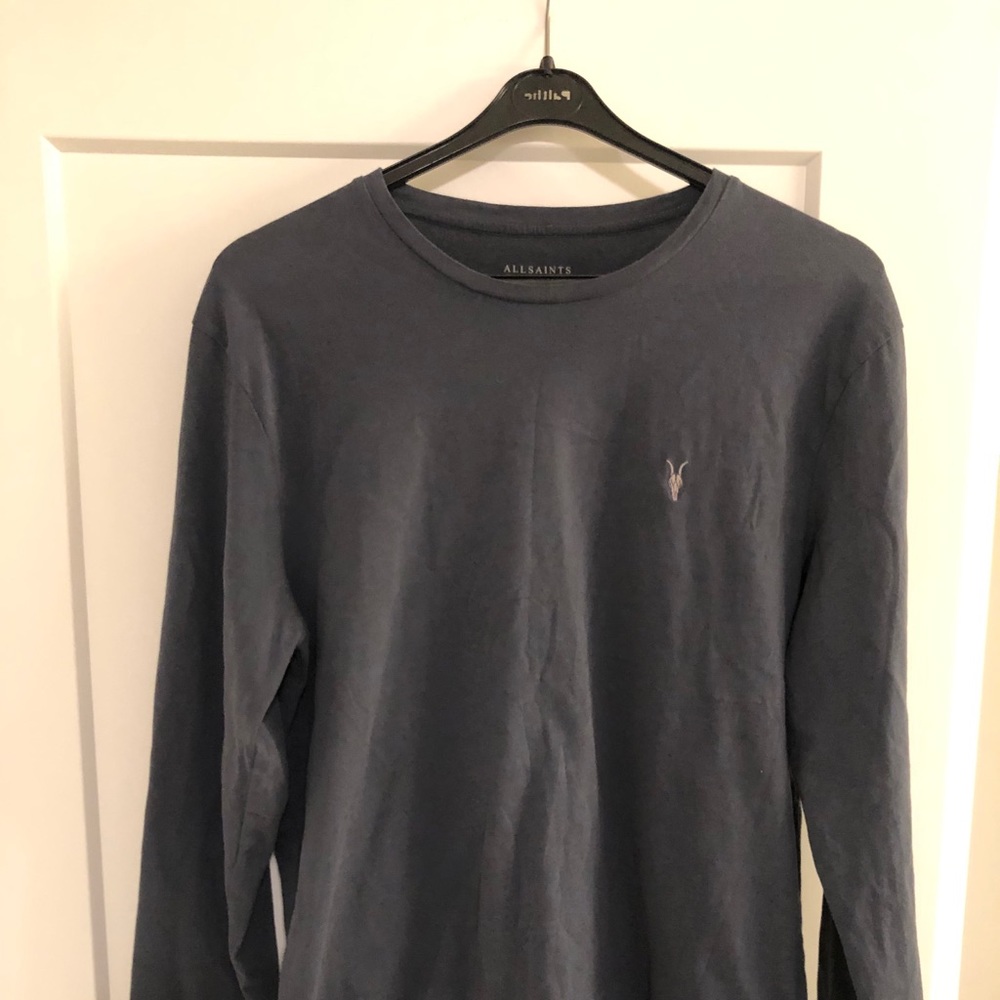 All Saints Long Sleeve Tee in Navy Blue